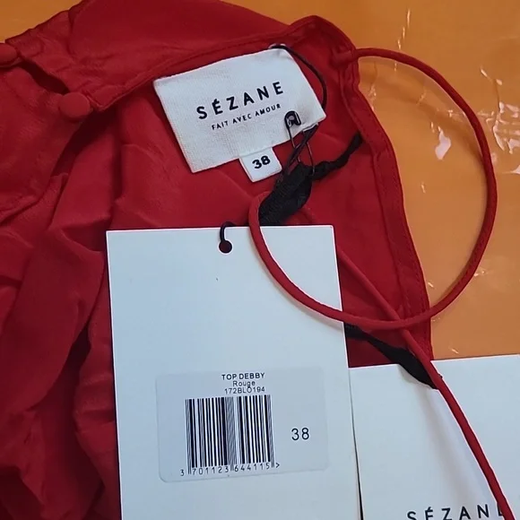 Nwt! Sezane Debby silk top red - Picture 6 of 7